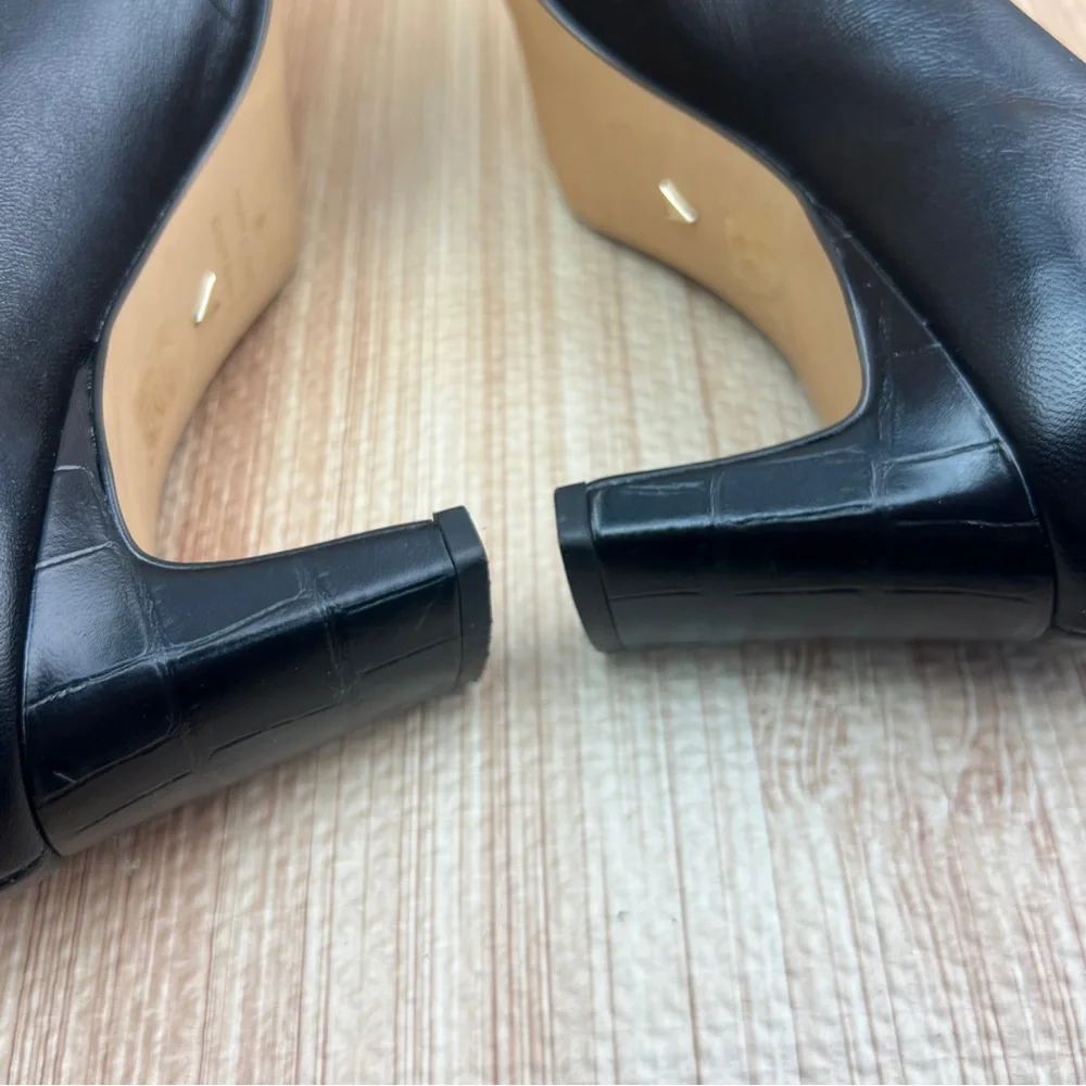 Carrano Pumps Womens 8 Black Leather Block Heels Square Toe Shoes